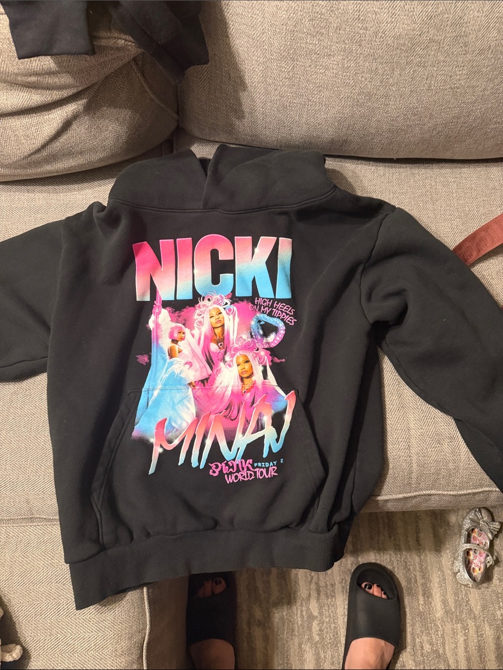 Nicki Minaj Kids Black Hoodie with Pink & Blue Graphic